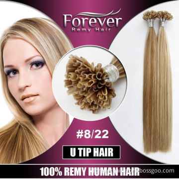 Forever keratin 100 cheap straight remy human piano color u tip hair extension wholesale